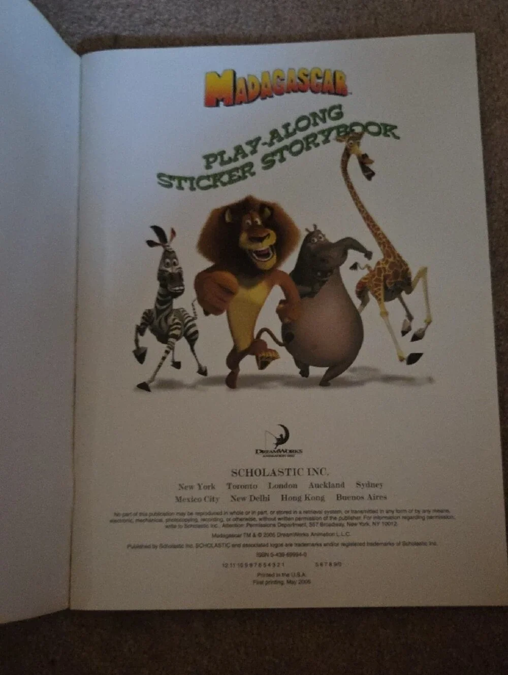 Scholastic Madagascar Play-Along Sticker Storybook - Rare. New